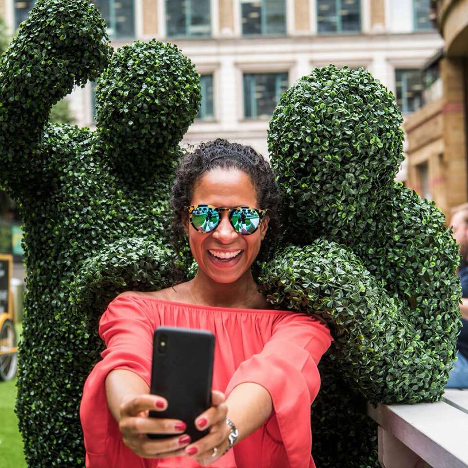 The Human Hedges taking a selfie in London